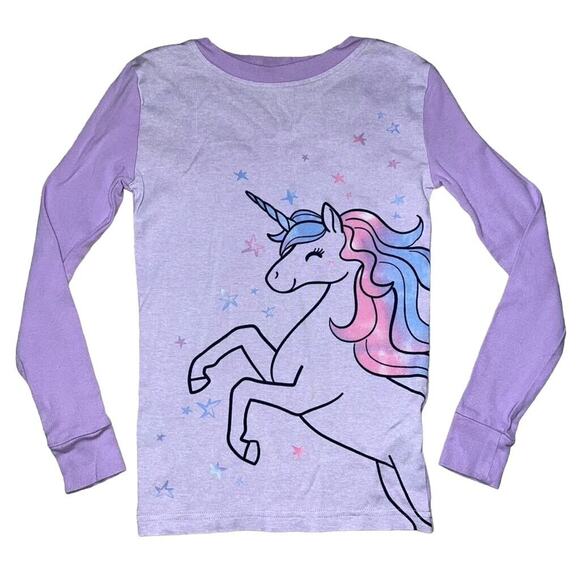 Kirkland Signature Girls Pajama Top Shirt Unicorn Theme Cotton Purple Size 8 - Picture 1 of 7